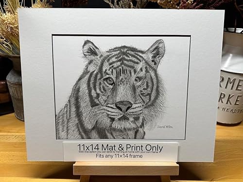 Miniatura 1 de Tiger Nature Wildlife Graphite Pencil Art Sketch Drawing Print Picture Limited Edition  Titled 'Forest Lord' by David Allen (11x14 Mat & Print Only)