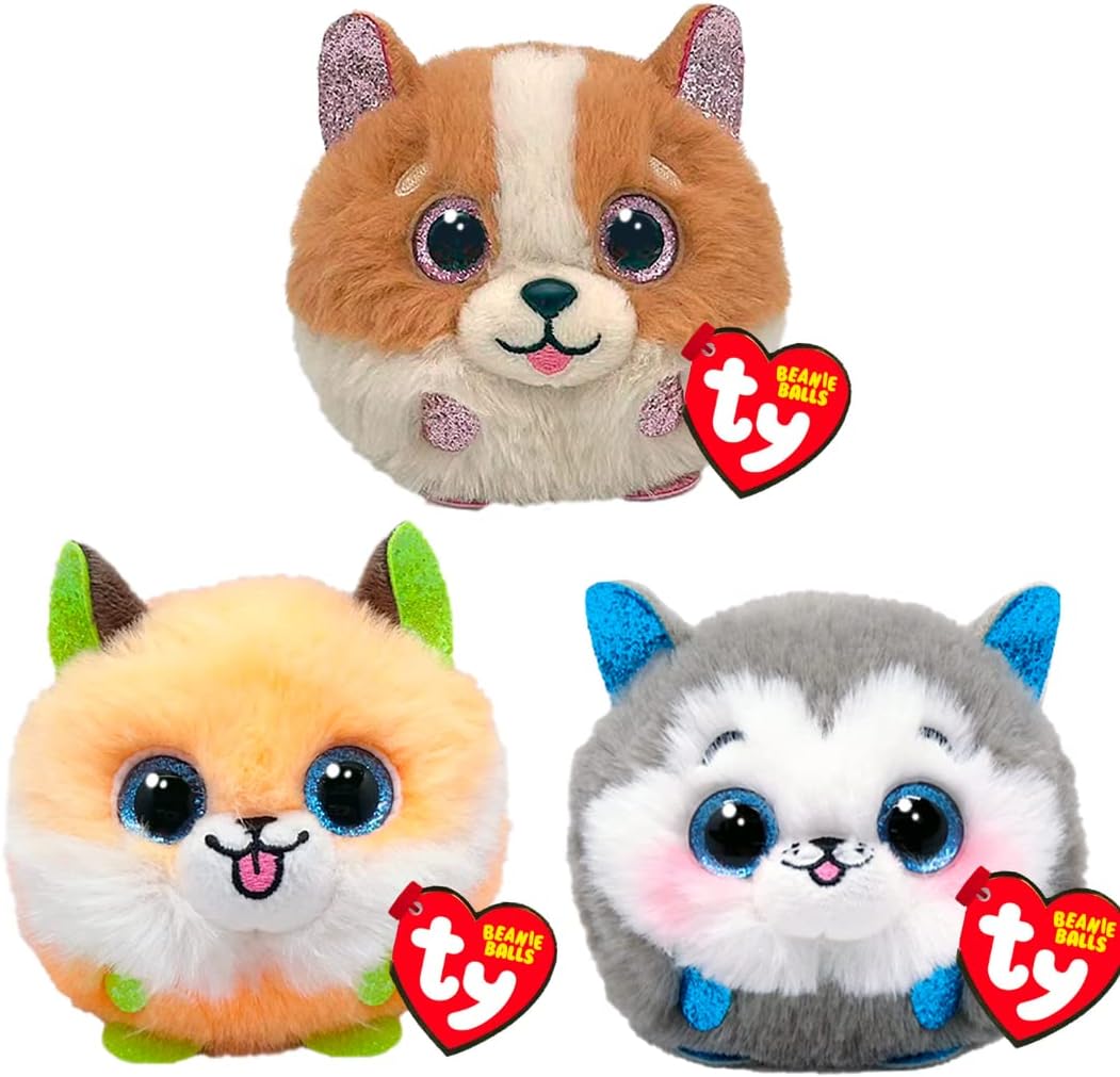 Puffies Tanner, Slush, Sherbert 3-Piece Set - Soft Plush Bouncy Toy for Kids - Collectible Stuffed Animal - Round Plush Teddy - Cuddly Toy Lands on Feet - Soft Toy Plushies for Children