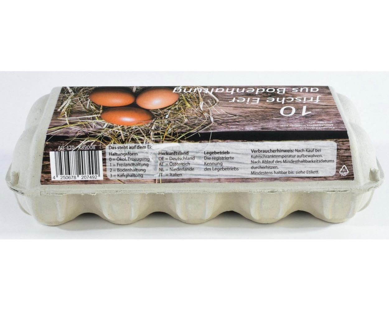 154 Eierverpackungen für 10 Eier Bodenhaltung weiß geeignet für S M L