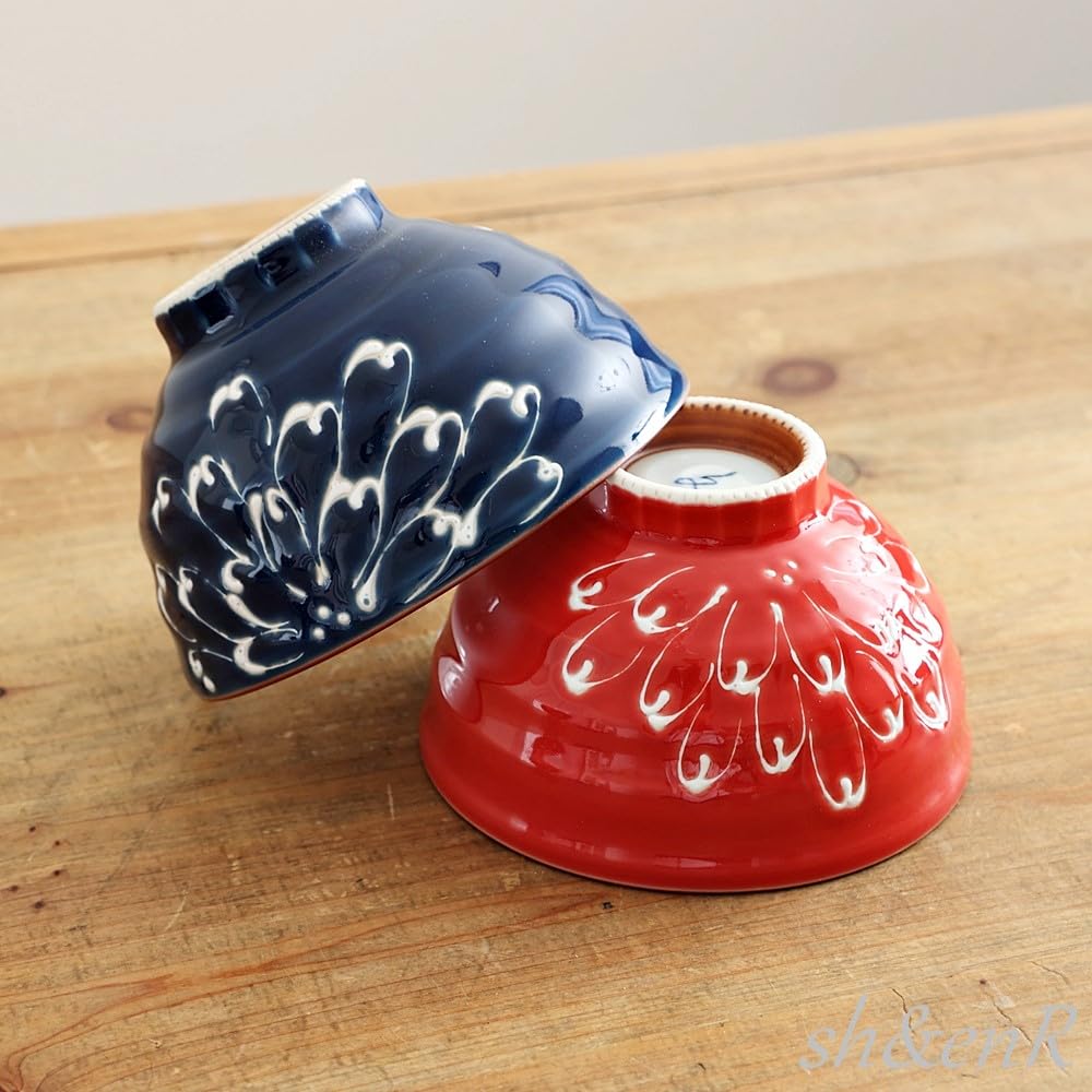 Amazon | 波佐見焼 茶碗 一珍菊 ペア セット ギフトBOX入 夫婦 茶わん