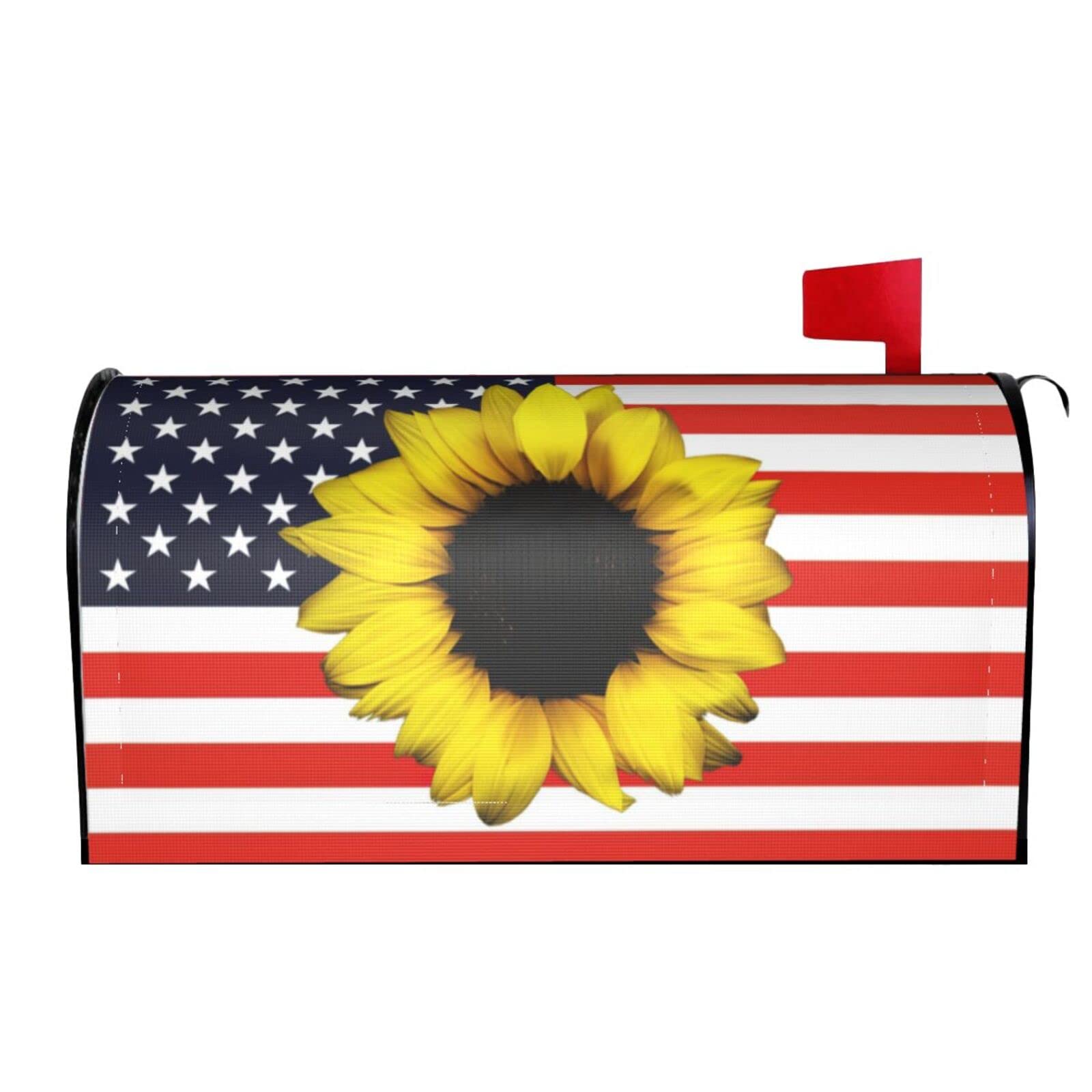 American Flag Sunflower 01 Mailbox Covers Magnetic Wraps Post Letter Box Cover Garden Home Decor
