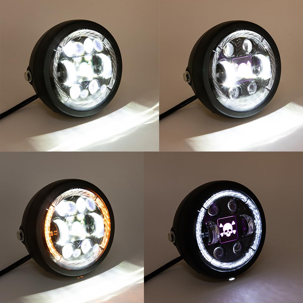 Motorrad scheinwerfer 6.5'' LED Frontscheinwerfer für Cafe Racer bobber Chopper Scheinwerfer mit DRL