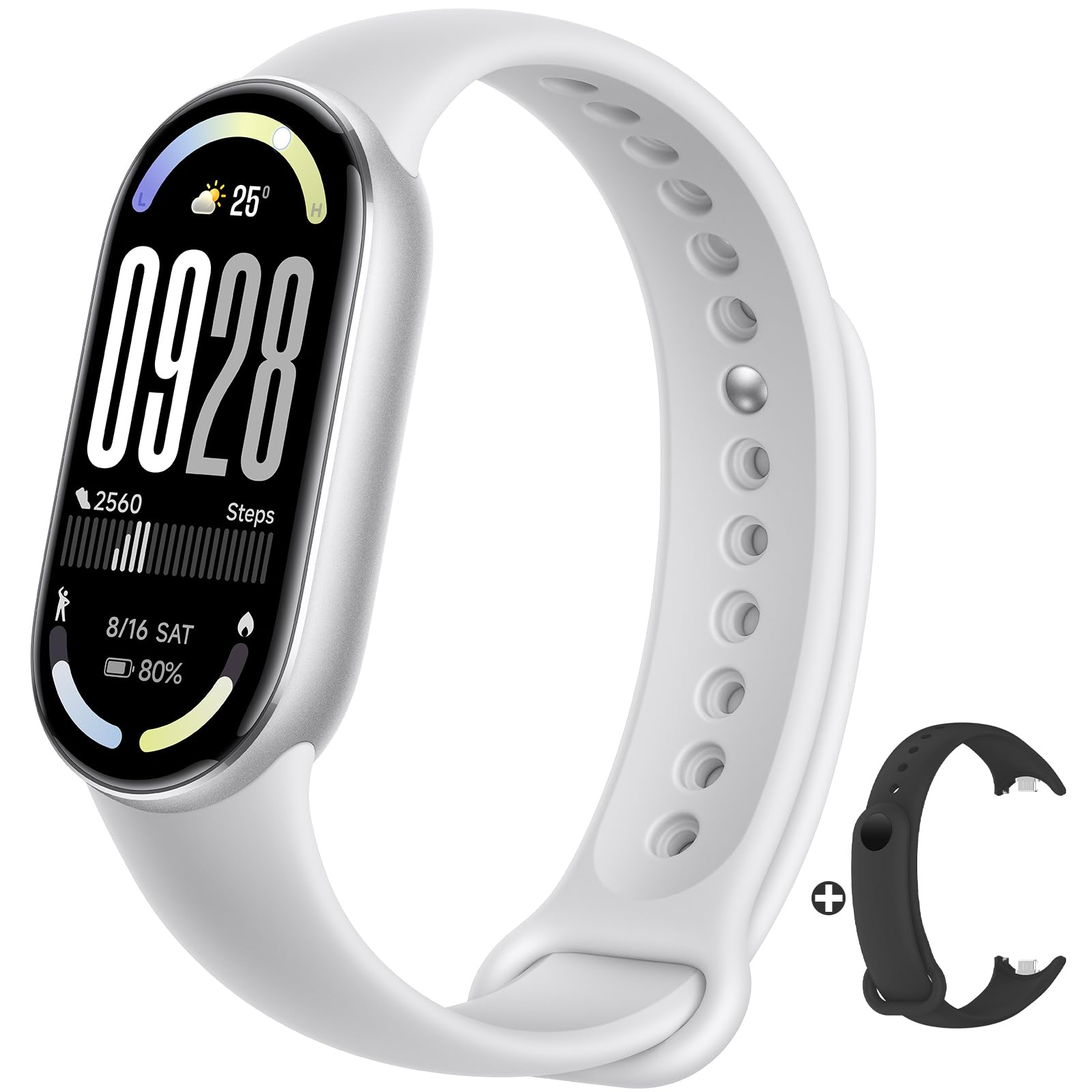 XIAOMI Mi Smart Band 10 (2025) Smartwatch,Schermo AMOLED 1,72", Autonomia 21 giorni,150+ Modalità Sportive,5ATM,Monitoraggio Della Frequenza Cardiaca 24/7 e SPO₂,Analisi del Sonno, HyperOS 2(Argento)