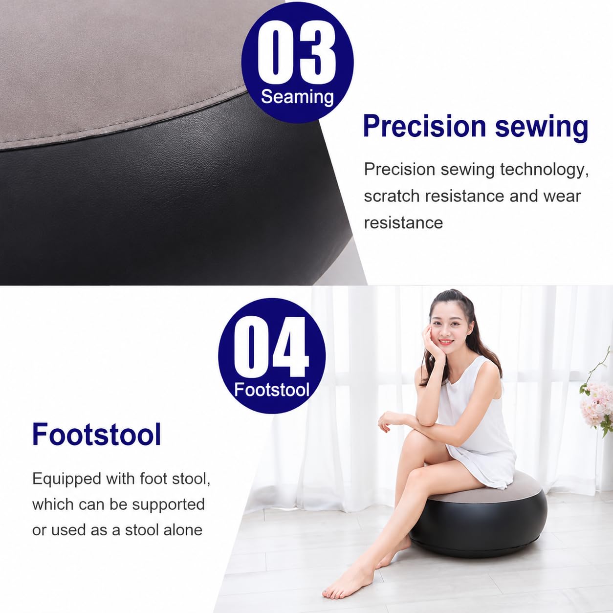 HOUSNIX Inflatable Sofa Chair with Footstool & Air Pump | 1 Seater Portable Couch Lounger for Indoor & Outdoor Use | Living Room, Bedroom, Balcony, Garden Recliner | PVC Material | Multicolor/Brown 4