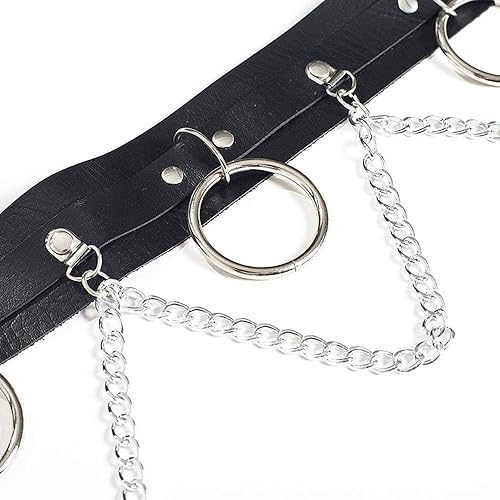Miniatura 3 de Cinturón de cadena de cuerpo holográfico de cuero gótico punk ajustable cintura cinturón