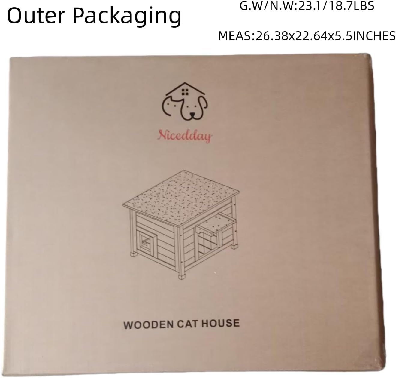 Insulated Cat House Weatherproof Outdoor/Indoor Shelter with Openable Asphalt Roof for Feral Cats & Small Pets