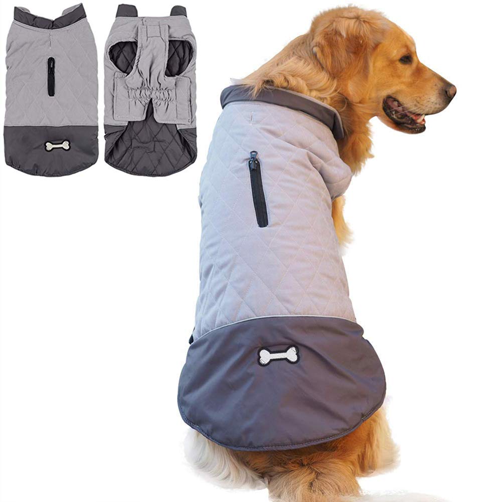 Manteau réversible pour chien gilet étanche gris taille L