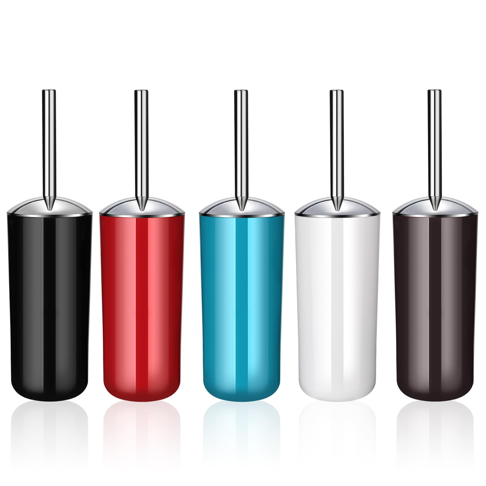 White Toilet Brush and Holder Set, 2 Pack – Toilet Brush White with Stainless Steel Handle, Non-Scratch Bristles, Compact and Drip-Free, Toilet Bowl Brush for Bathroom and Home Use