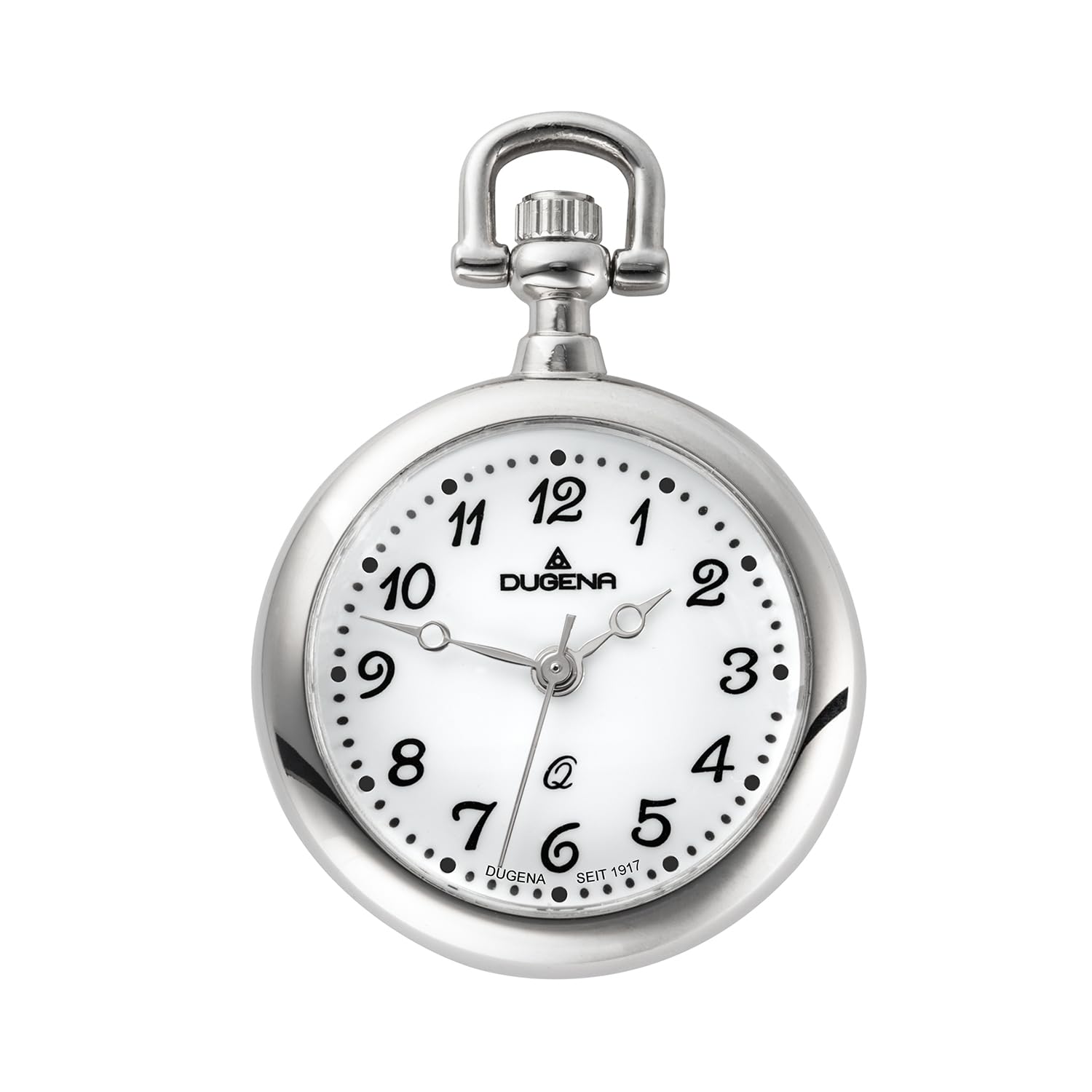Dugena Damen-Taschenuhr 4460502 Lepine, Quarzwerk, weißes Zifferblatt, Edelstahlgehäuse, mit Acrylglas und arabischen Ziffern, inklusive Kette, 24,5 mm