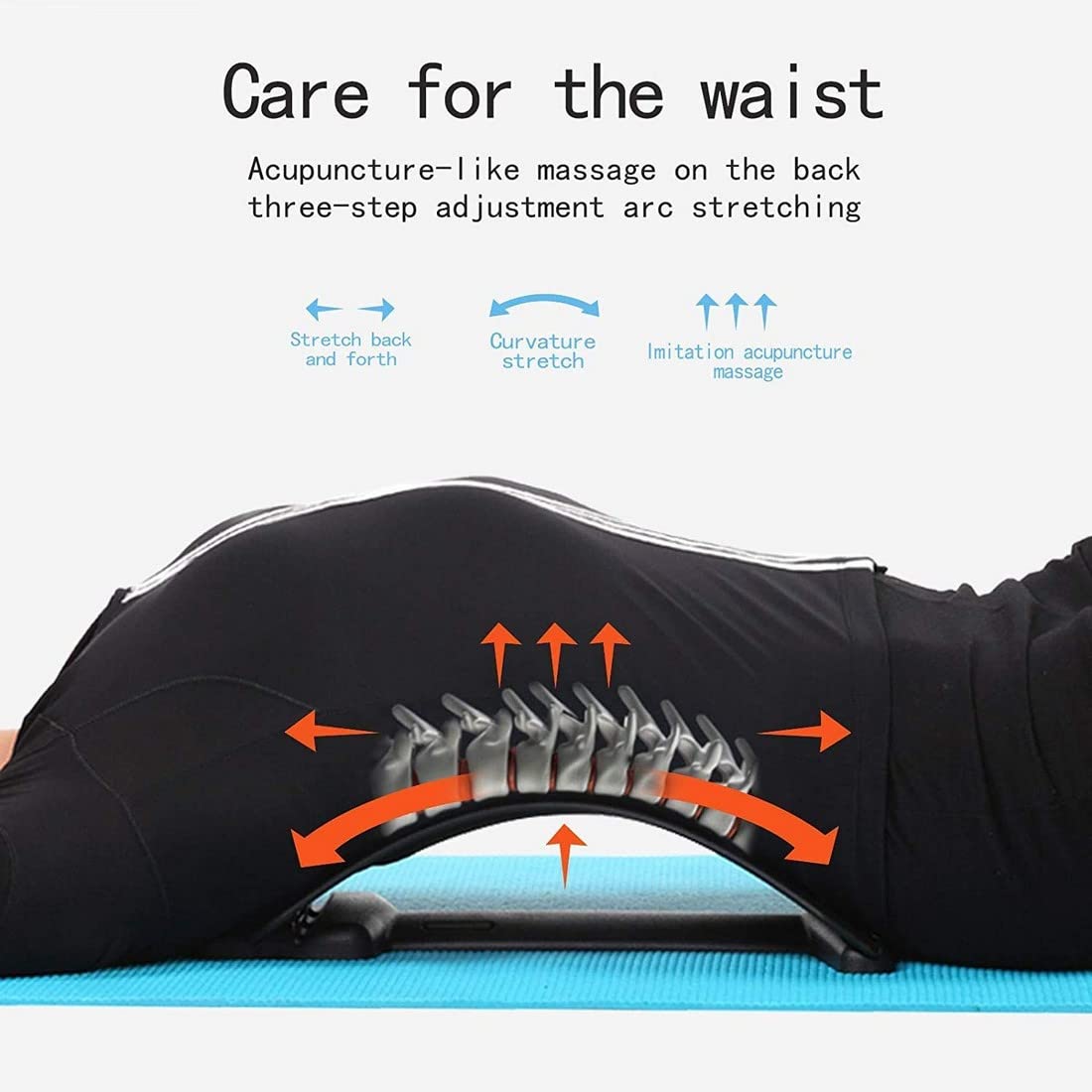 Maisonora Back Stretching device, Bed and Chair and Car Back Massagar, Multi-Level Lumbar Support Stretcher Spinal, Lower and Upper Muscles Pain Relief (Black/Blue) Maisonora Back Stretching device, Bed and Chair and Car Back Massagar, Multi-Level Lumbar Support Stretcher Spinal, Lower and Upper Muscles Pain Relief (Black/Blue)
