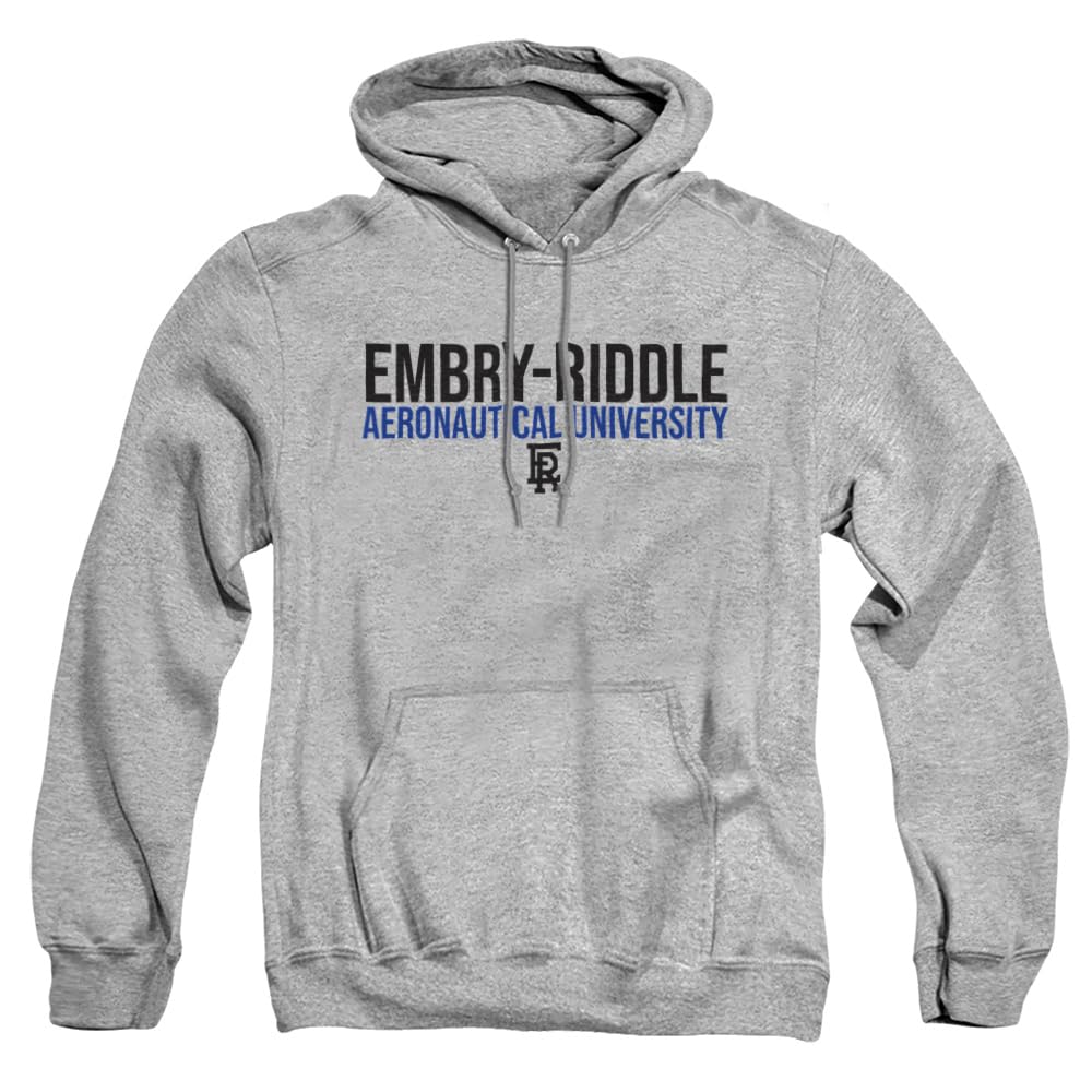 Embry-Riddle Aeronautical University-Daytona Official Stacked Unisex Adult Pull-Over Hoodie,Athletic Heather, Large