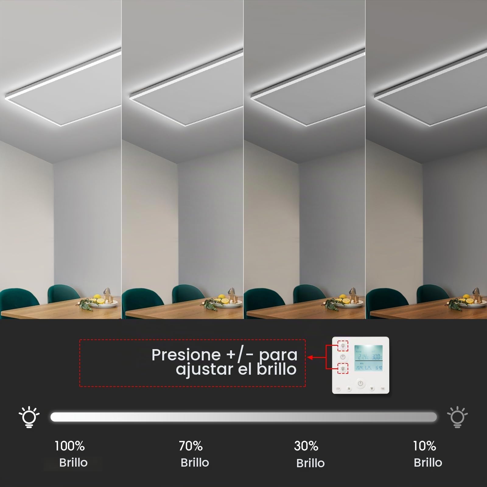 Calefacción infrarroja con termostato, 400 W, calefacción de techo, infrarrojos con iluminación LED, calefacción infrarroja, montaje en techo, control por aplicación, calefacción eléctrica, panel