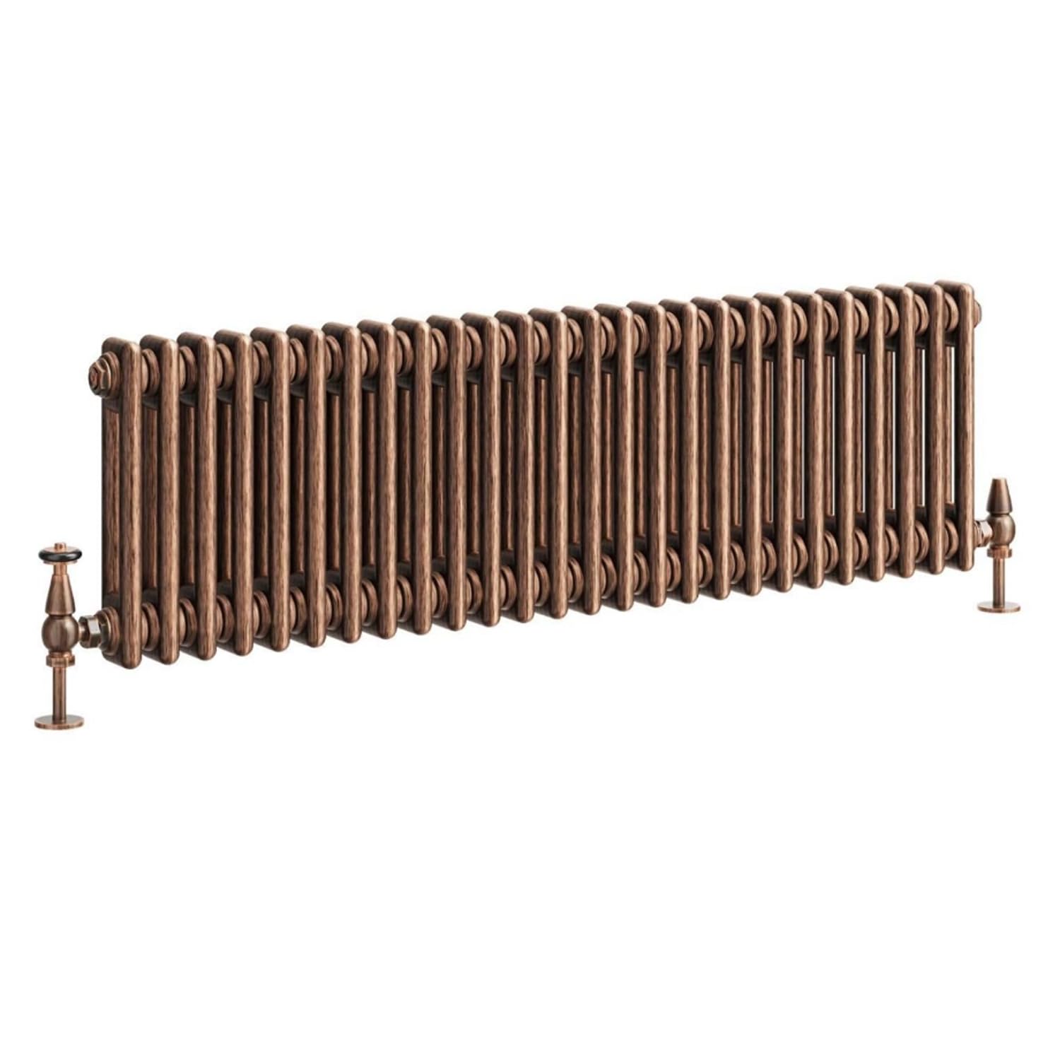 Go Bathrooms Traditional Double Column Radiator 300mm x 1190mm Antique Copper Finish 2 Column Panels Designer Cast Iron Style Radiator Central Heating | Clover
