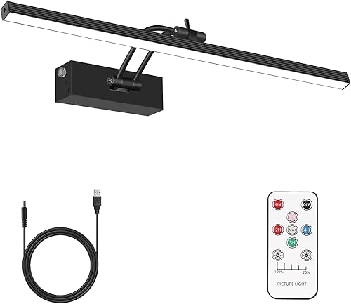 Luz de imagen, 5200 mAh recargable, funciona con pilas, luces para pared con control remoto, 300LM 3000K 16 pulgadas, marco de fotos regulable de