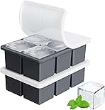 Large Ice Cube Tray for Whiskey: FDDBI Silicone Ice Cube Trays with Lid - 2Pack Big Square Old Fashioned Ice Cube Maker for Cocktail - 2inch Huge Cubed Ice Trays for Whisky