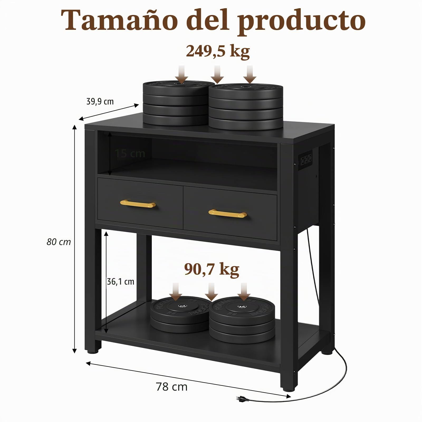 EOSVALO Soporte de acuario con marco de metal estable, soporte resistente para peceras con alfombrilla impermeable, gabinete de almacenamiento de capacidad de 250 KG, adecuado (Negro)