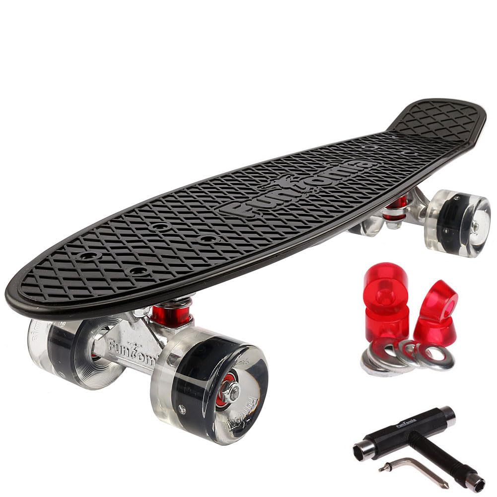 FunTomia Mini Board monopatín Skateboard 57cm - con o sin LED Ruedas - Wheel 59mmx45mm (82A) - Rodamiento ABEC-11 — view 11