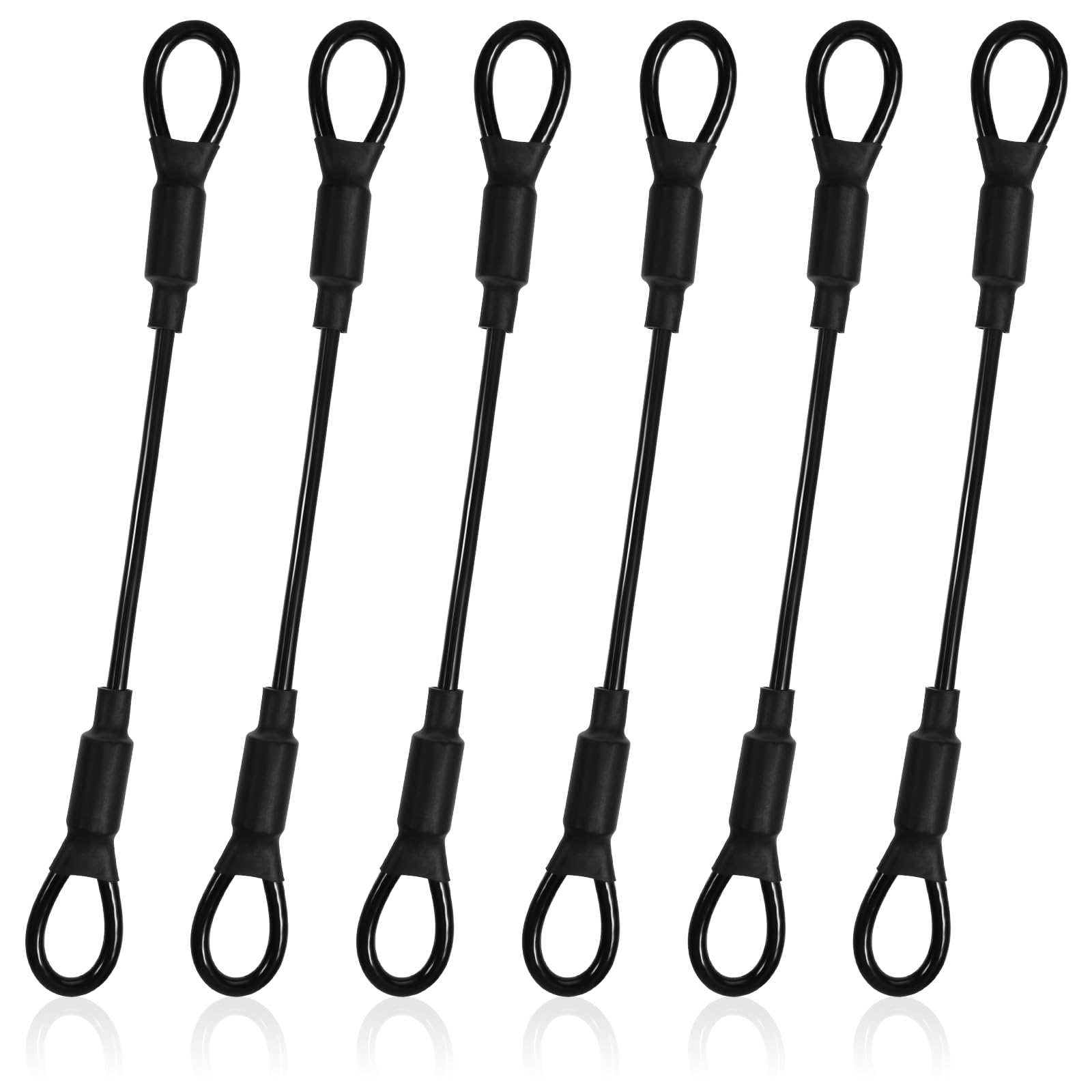 Photo 1 of 6Pack 5.9" Stainless Steel PVC Coated Safety Wire Rope Heavy Duty Loop End Cable Braided with Rubber Coated and Loops Vinyl Cover Coat Short Rope Lanyard Lock Safety Tether Chains for Chain Lock