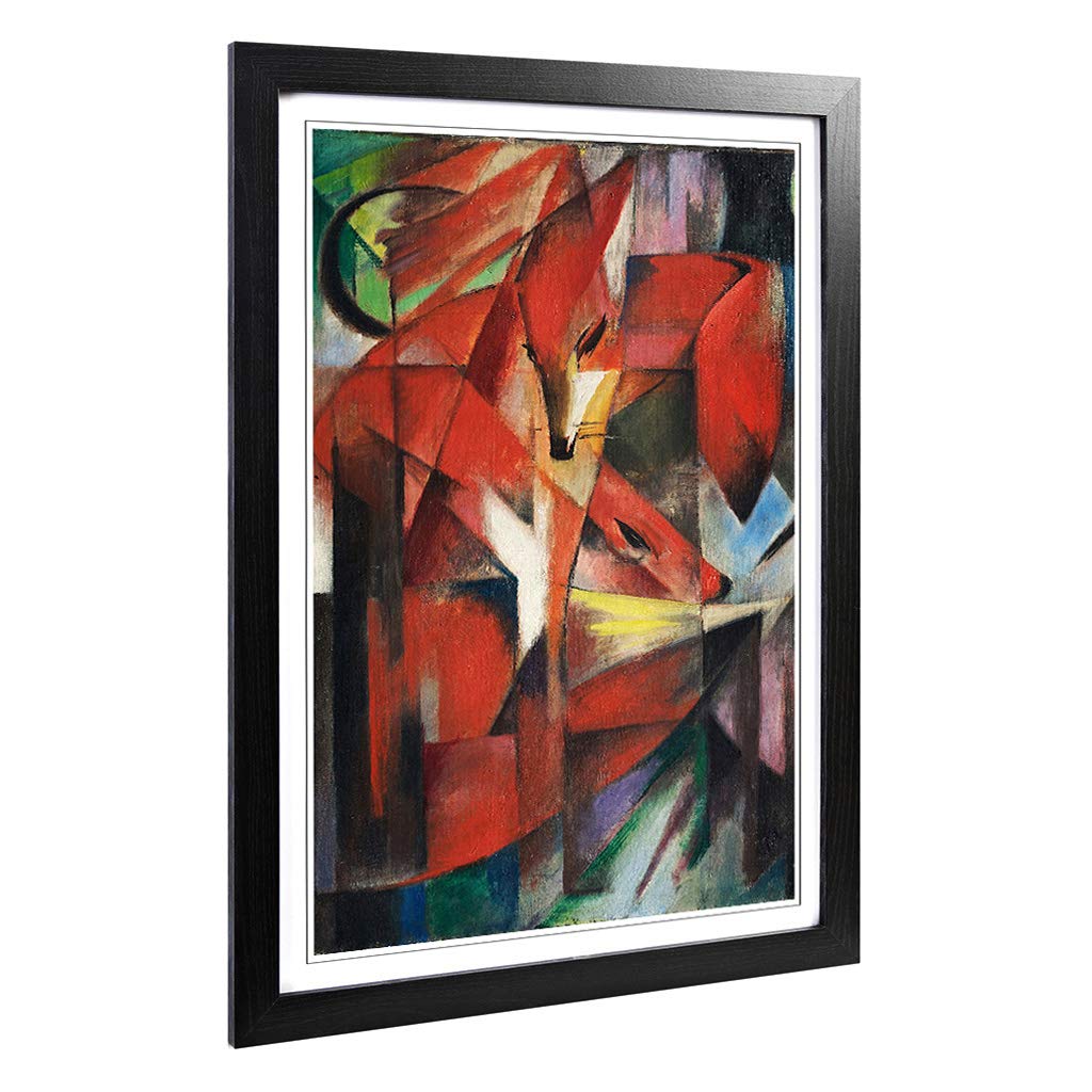 Big Box Art Framed Print of Franz Marc The Foxes 2 Design | Wall Art Picture | Home Decor for Kitchen, Living, Dining Room, Lounge, Bedroom, Hallway, Office, Black, A2 / 24.5x18 Inch / 62x45cm