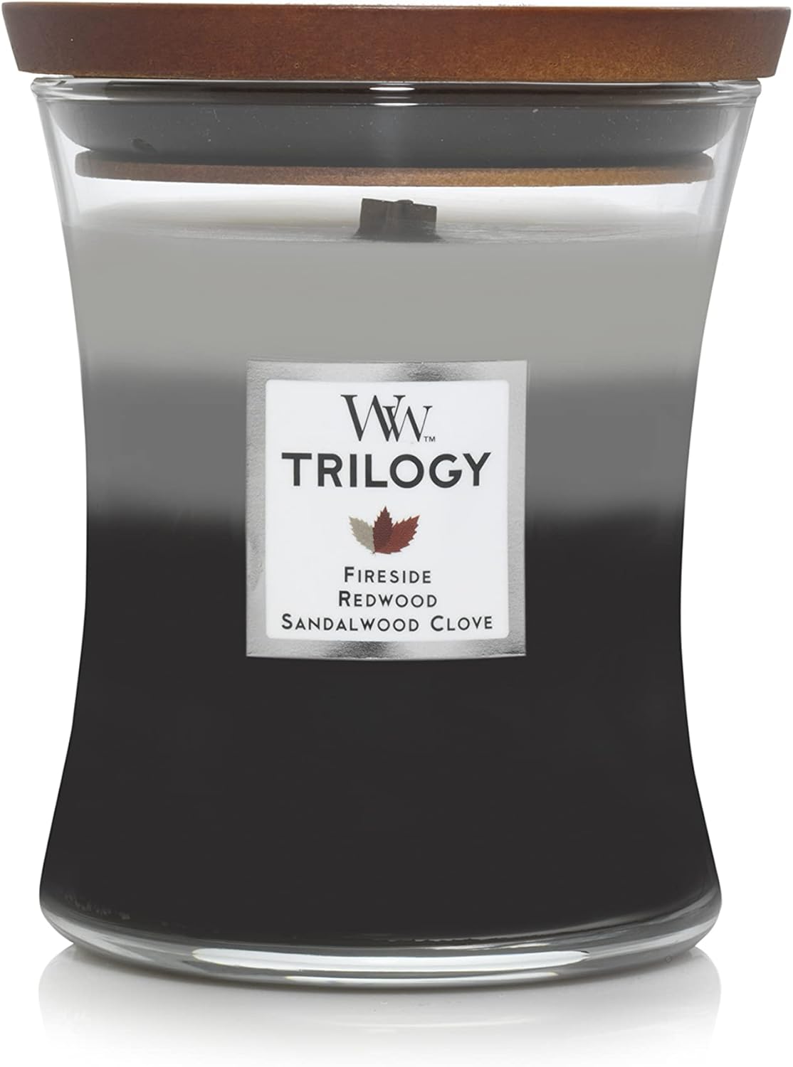 WoodWick Warm Woods Medium Hourglass Trilogy Candle, 9.7 oz