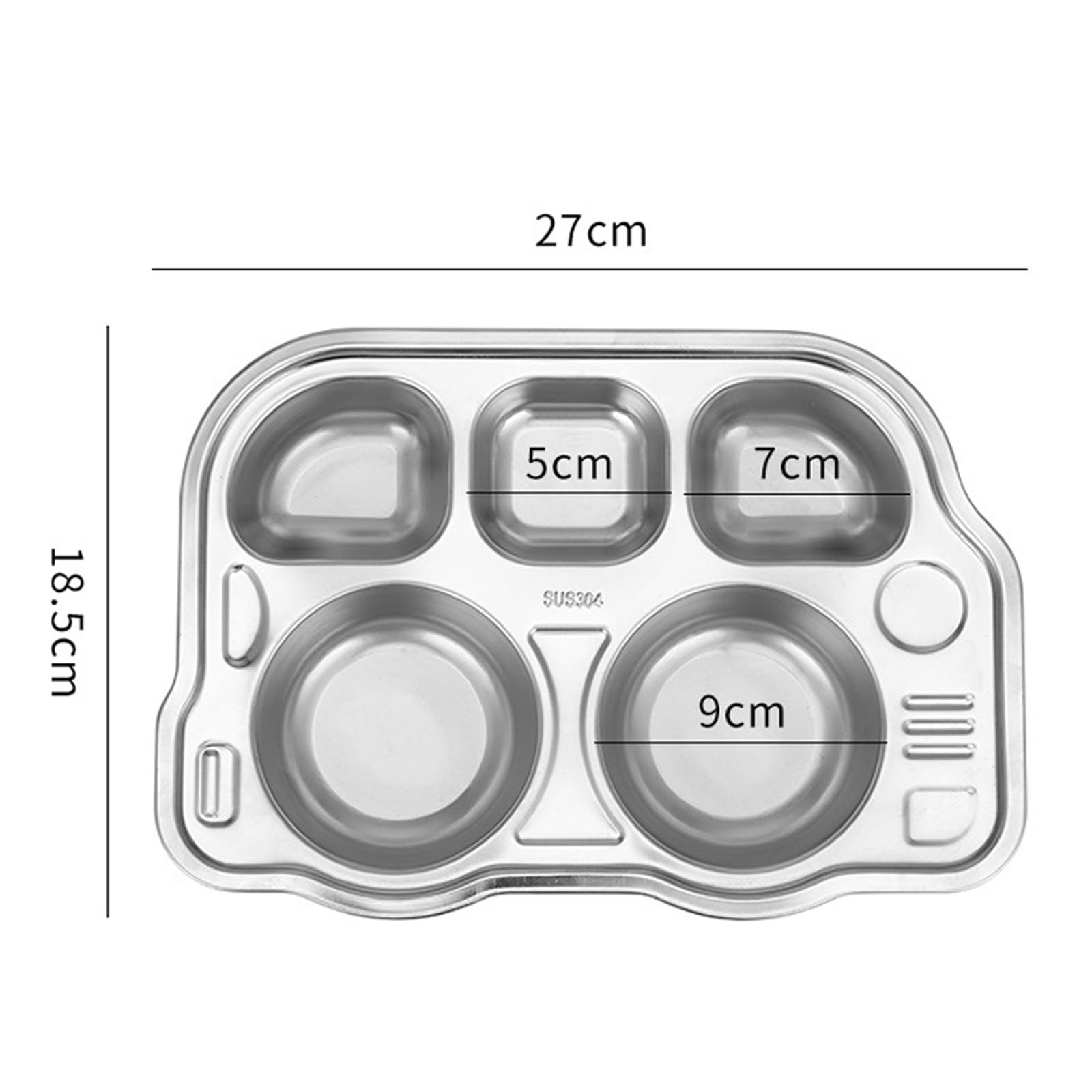 Yanhalo 2 Pack Divided Plate, 5 Sections 304 Stainless Steel Divided Dinner Tray for Adults Kids, Campers - Image 3