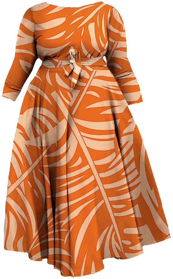 Image of Hostoyo Women Plus Size Formal A Line Maxi Dress Self Tie Waist with Pockets Elegant Round Neck Swing Long Dresses