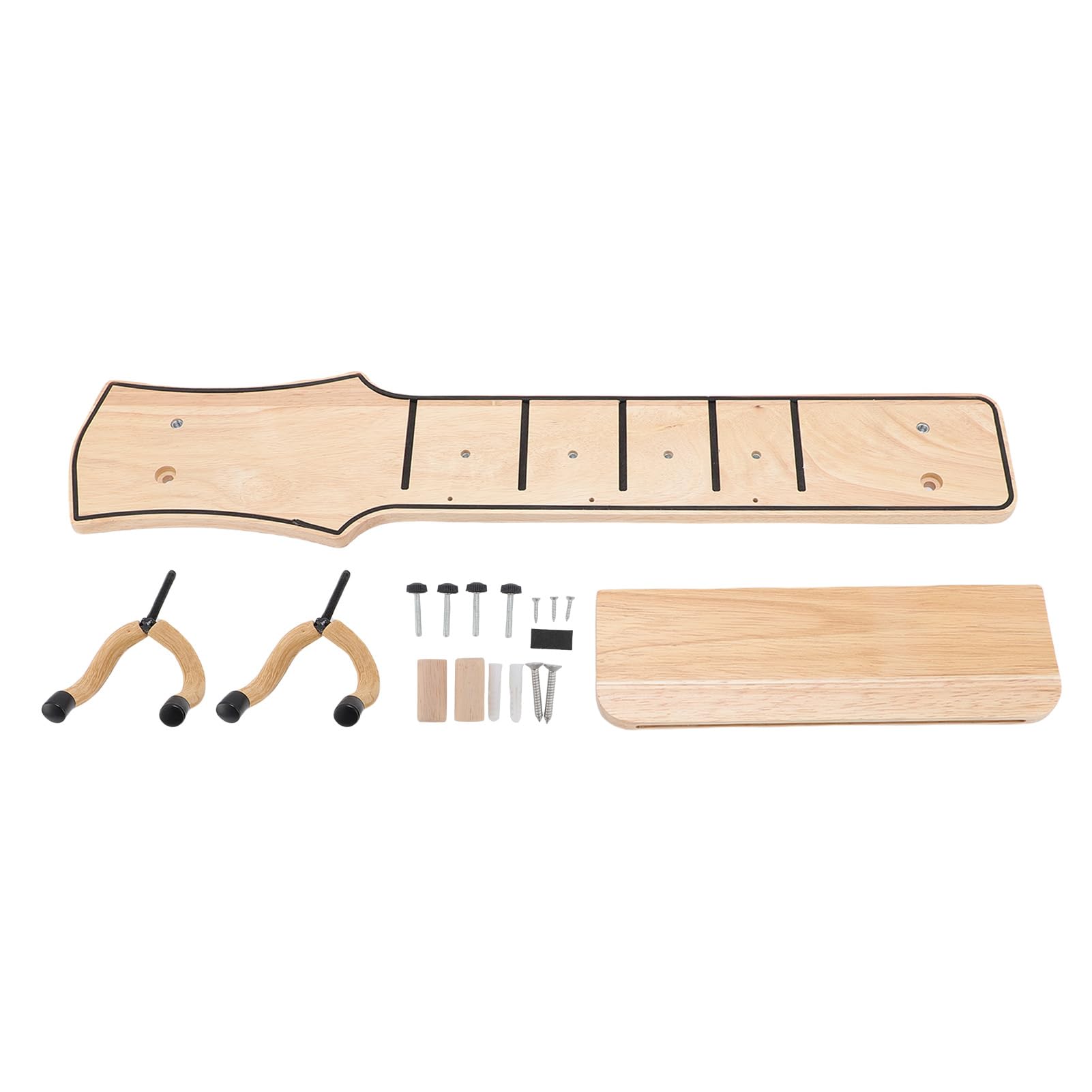 Soporte de Pared para Guitarra con Estante y Soporte para Púas Elegante de Madera Firme y Duradero Perfecto Espacios Ensayo Material único Madera Maciza