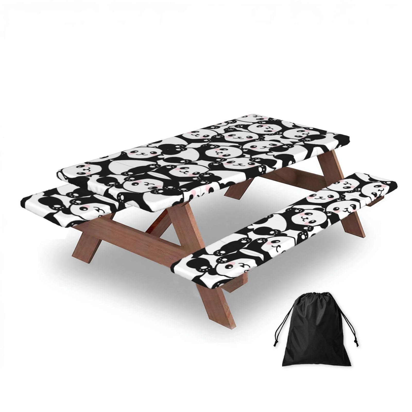 Panda Rectangular water-repellent picnic tablecloths, outdoor camping, picnic, BBQ
