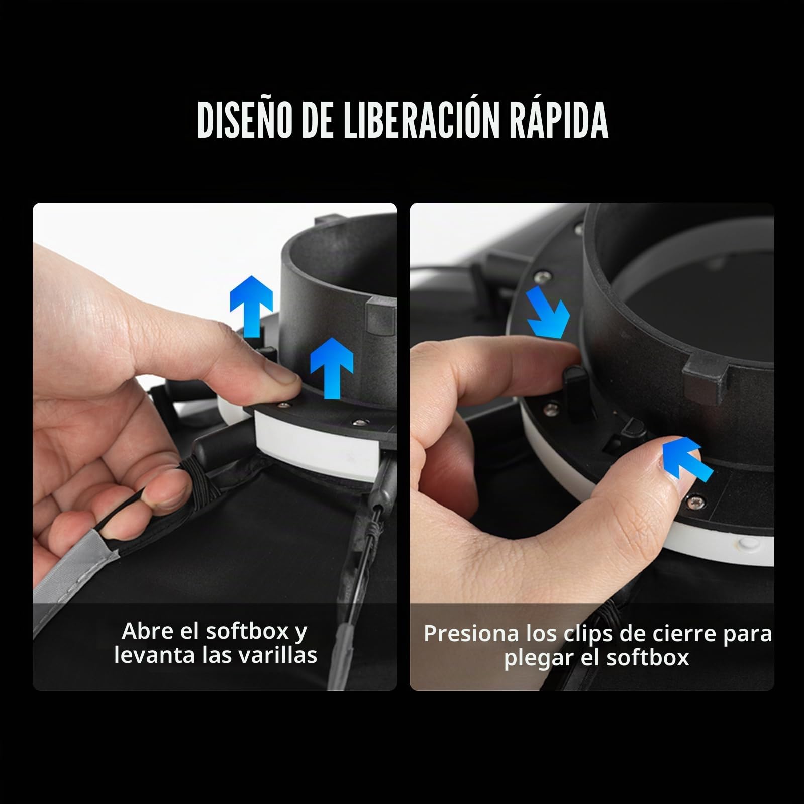 AMBITUFL Mini Caja de luz de 30 cm de liberación con Soporte Bowens, Montaje Plegable, configuración con difusores y Rejilla de Panal de Abeja, Bolsa