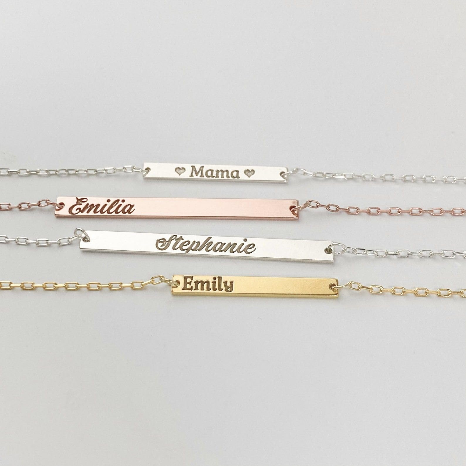 Personalizzato argento sterling barra collana nome coordinata gioiello Festa della Mamma