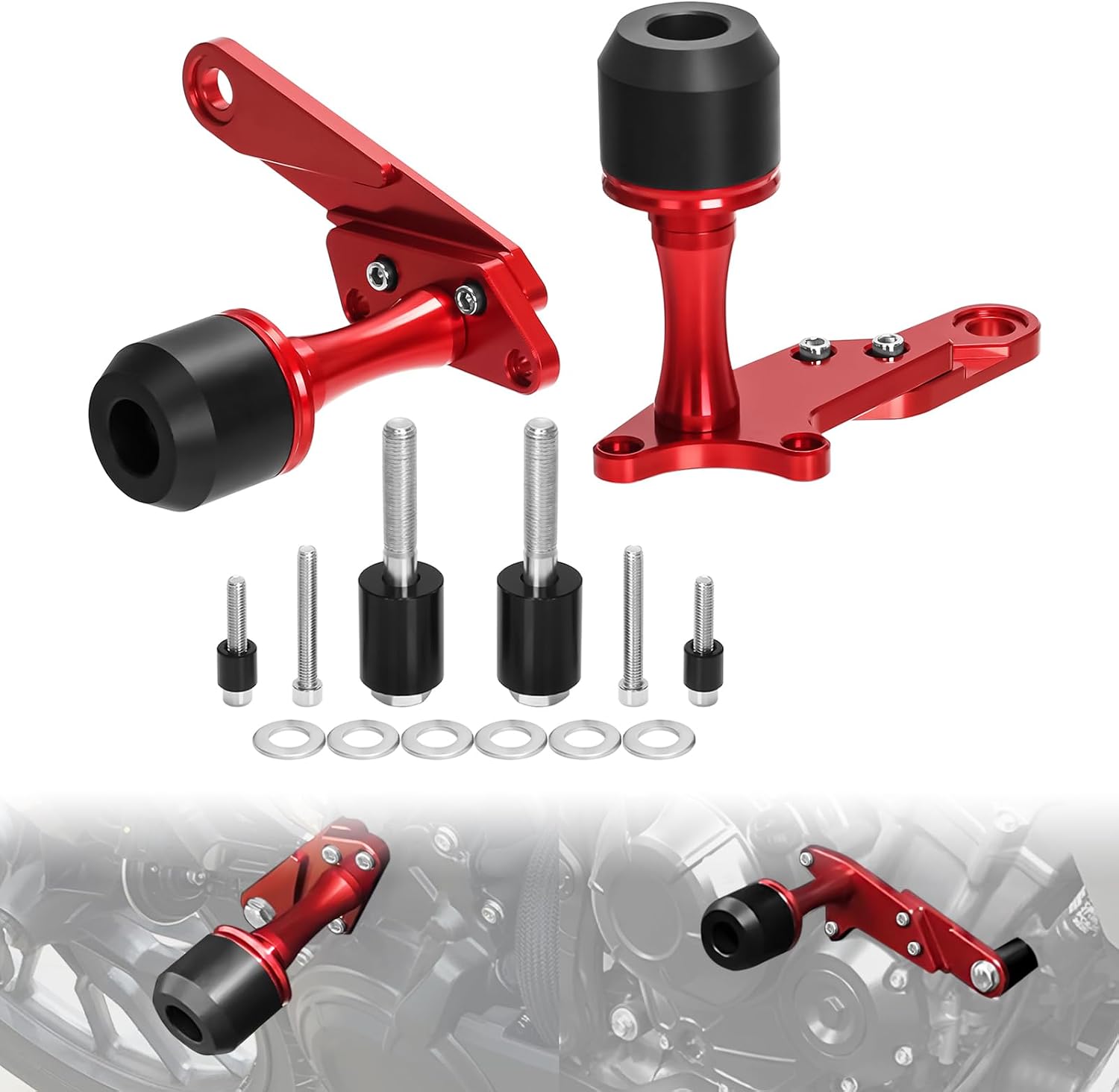 CBR500R/X/F Frame Sliders Protector Crash Pads Bobbins Compatible with CBR 500R 2019-2023 CB500X/CB500F 2013-2023 CNC Motorcycle Fairing Guard Crashpads Protector Falling Impact Guard (Red)
