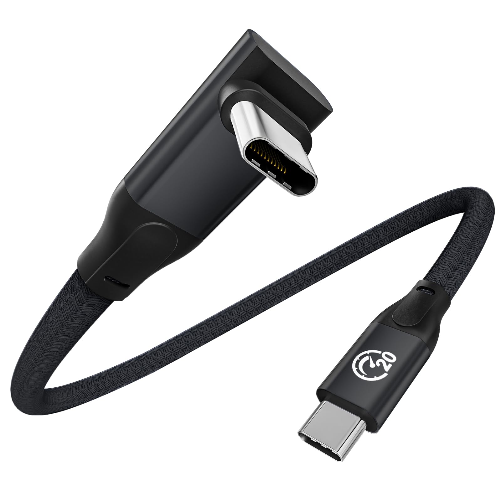 USB C ケーブル 短い 30CM L字 USB C 3.2 Gen 2x2 20Gbps高速データ転送 240W PD3.1超高速充電 4K@60Hz映像出力 30センチ Type C オス - オス 90度 タイプ C 直角ケーブル L型充電コード MacBook、iPhone 17/16/15シリーズ、Galaxy S25 S24、Pixel、XperiaなどType C機種対応