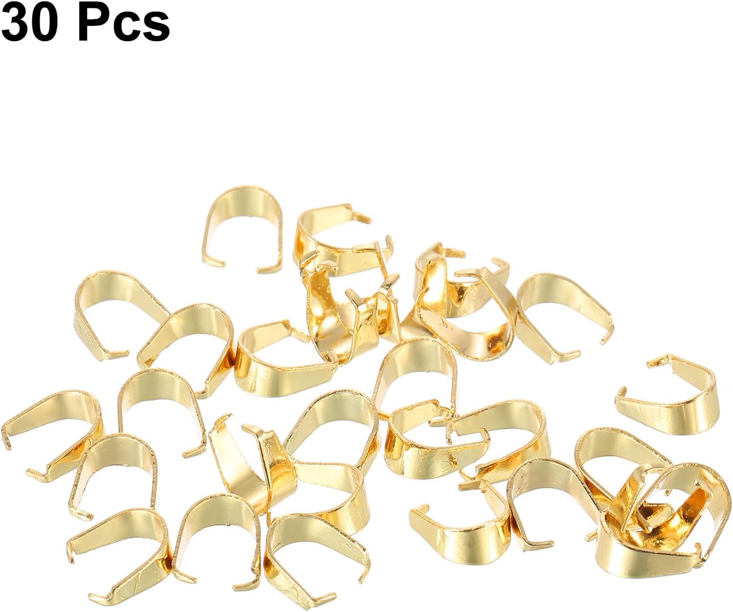uxcell 30Pcs Pinch Clip Clasp, 4 x 9mm Pinch Clip Pendant Bail Connector Stainless Steel Pinch Bail for Pendants Jewelry Making DIY Craft, Gold - Image 3