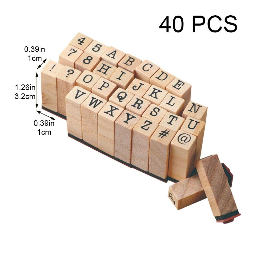 KBNIAN 40 PCS Tampon Lettres Alphabet Tampons en Bois Scrapbooking