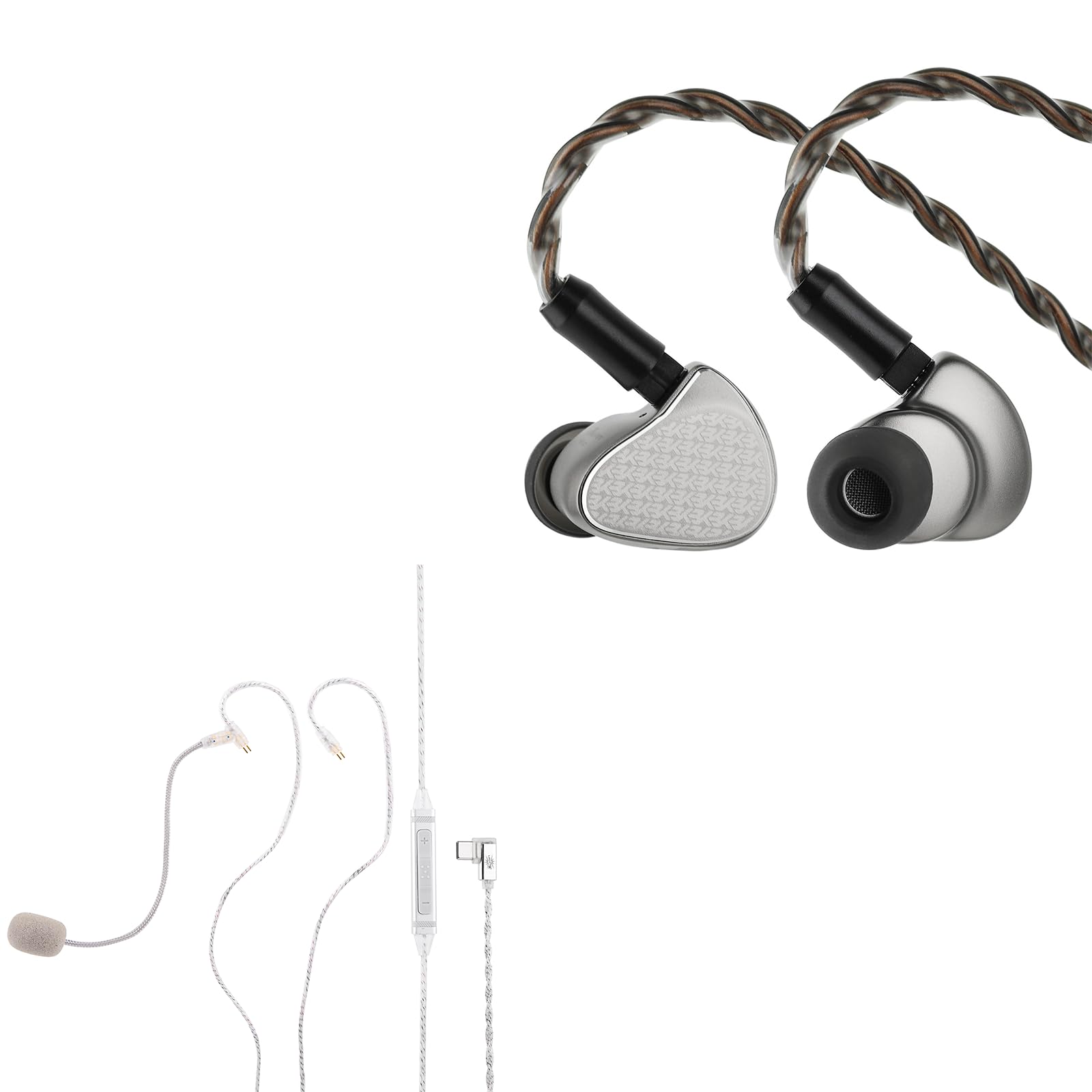 Linsoul Kiwi Ears Halcyon cuffie IEM cablate HiFi con 1DD+3BA+MEMS+ Kiwi Ears S-Link Cavo IEM Type-C, Gaming DAC+DSP, Doppio Microfono