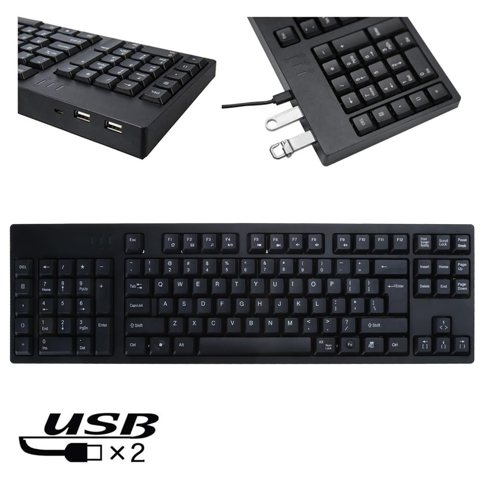 Teclado para zurdos para uso empresarial y de oficina, diseños ergonómicos, almohadilla numérica integrada, concentrador USB, cómodo funcionamiento Plug and Use Keyboard