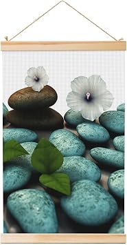 Poster Hanger Wooden Shaft Hanging Posters Wall Picture Poster Prints Cobblestone Zen Flowers Canvas Artwork Vintage Art Painting Wall Hanging Banner Tapestry for Home Decor 20"x30"