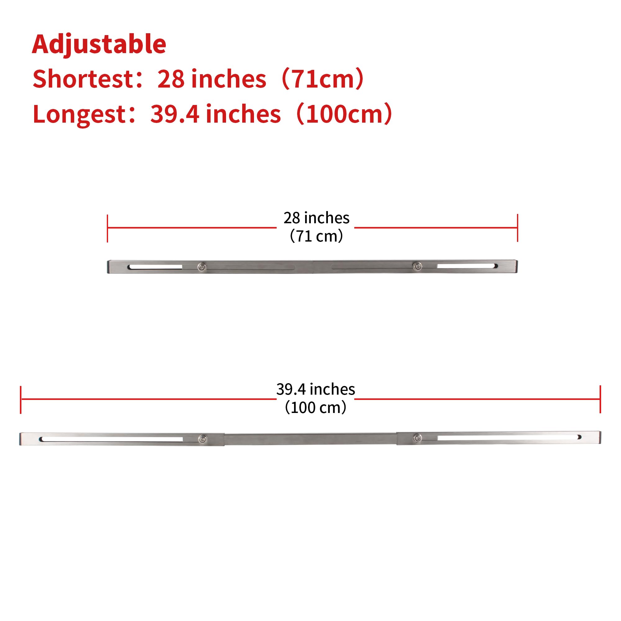 TYESTADN CPT-4 Soportes Para Fregadero Bajo Encimera,Ajustable Soporte De Acero Inoxidable Para Fregadero Bajo Montaje,Kit de instalación para fregadero de cocina (28-39.4 inches（71-100cm）)