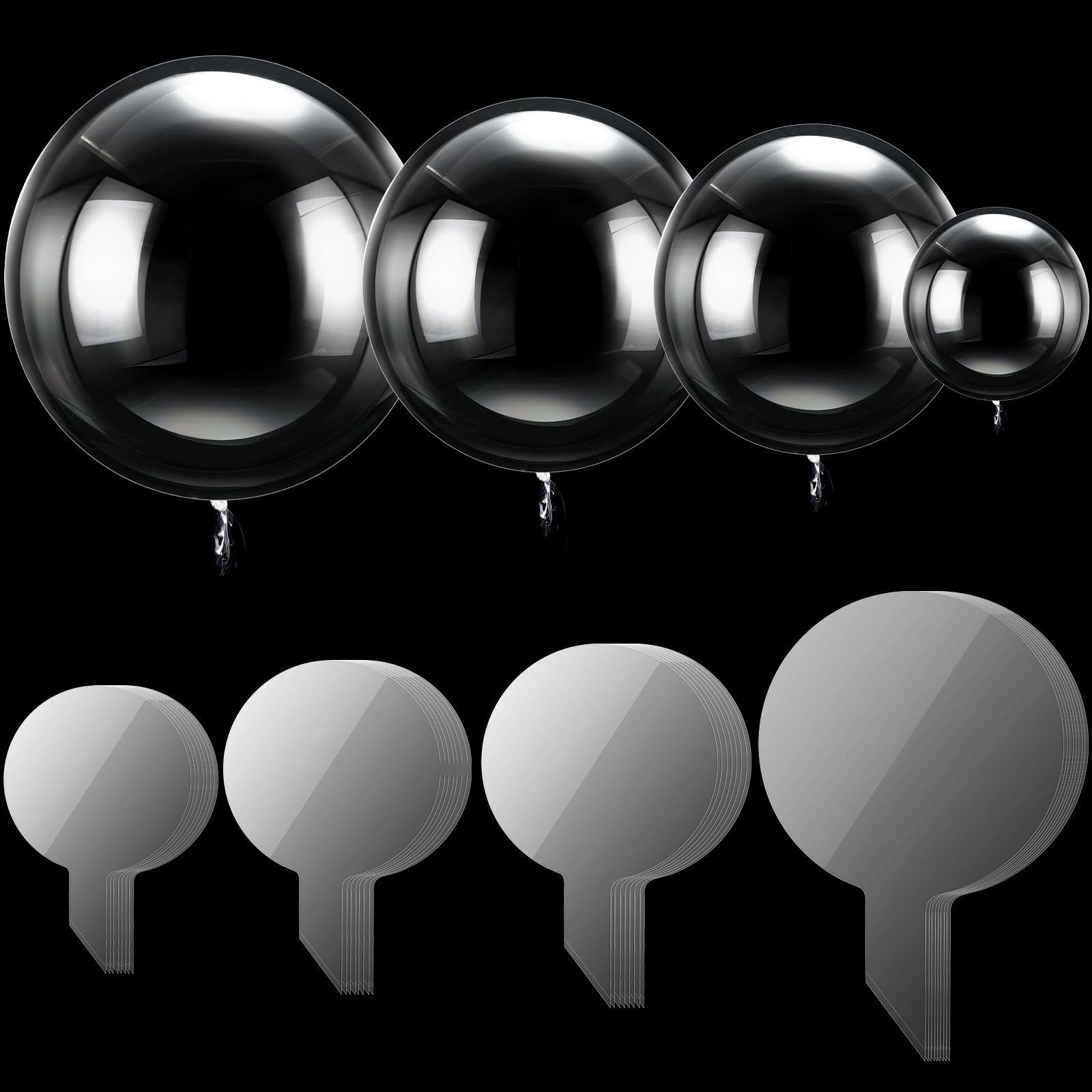 Jenaai 120 Pieces 10'' 18'' 20'' 24'' Clear Balloons for Stuffing Large Bubble Party Decorations Kids' Party Balloons Different Sizes Transparent