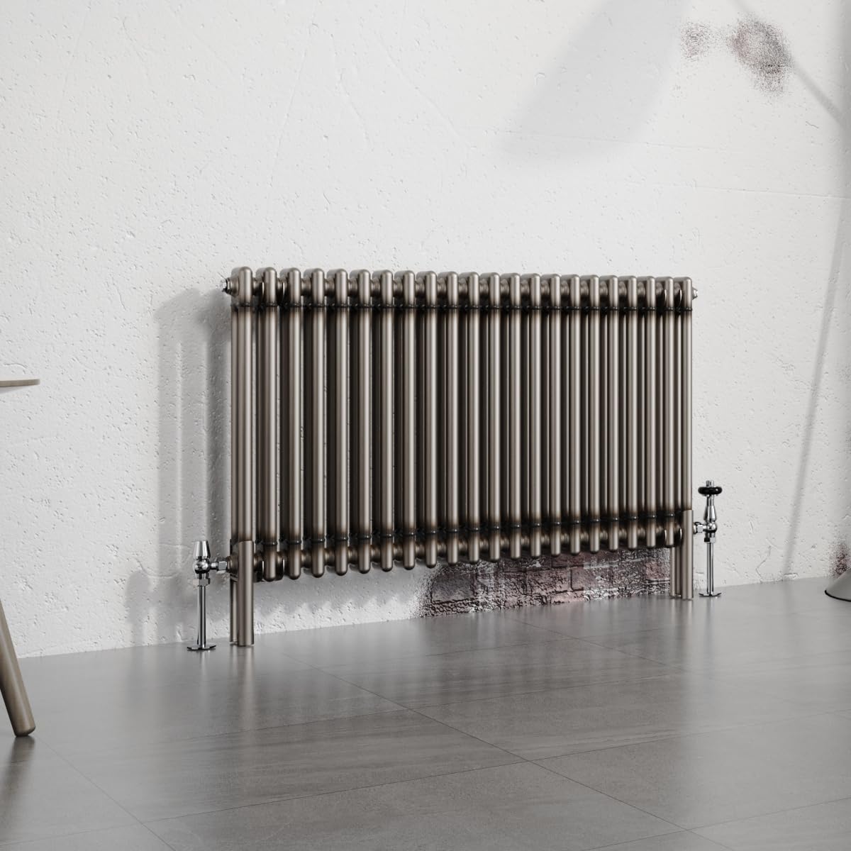 Warmehaus 600x1010mm Raw Metal Horizontal Column Radiator Double Traditional Cast Iron Style Bathroom Radiator