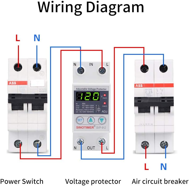 Wiring diagram for SINOTIMER SVP912 with power switch and air circuit breaker