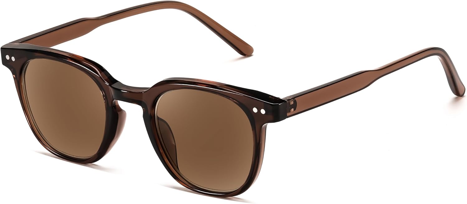 FEISEDY Round Reading Sunglasses for Men and Women Stylish Blue Light Blocking Readers B0113