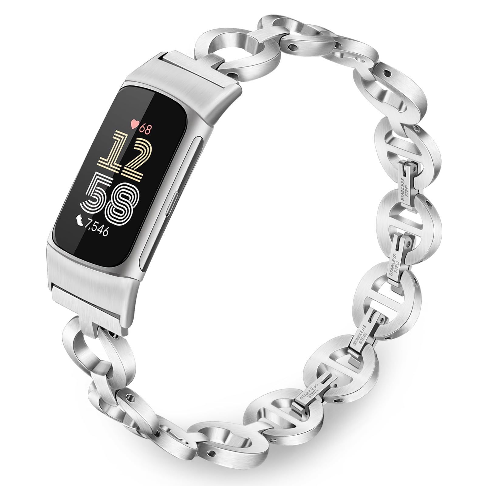 TRUMiRR Women Band for Fitbit Charge - Stainless Steel Watchband Jewelry Ring Strap