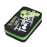 Veroa Federmäppchen 3 Fach - Quadratisch, Mehrschichtig,Große Kapazität Federmäppchen Fußball Kinder 3 Fächer - 32 Pockets für Schule,Teenager,Kinder,Junge,Mädchen