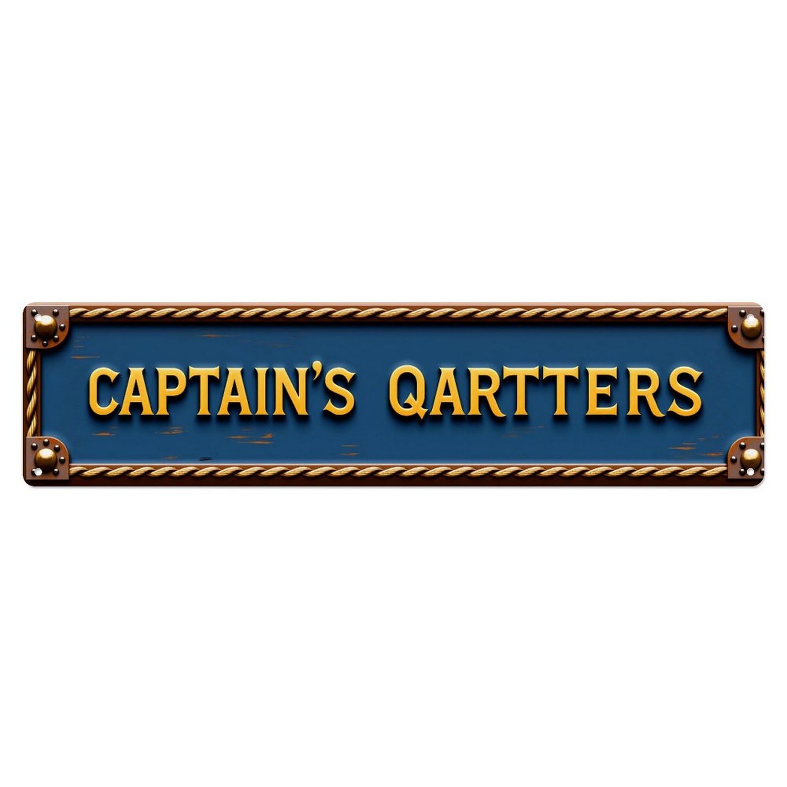 Captain's Quarters Sign Pattern Tin Sign Vintage Metal Poster Retro Bar, Home, Man Cave, Kitchen, Laundry Room Wall Art Decor Gift 4x16 Inch