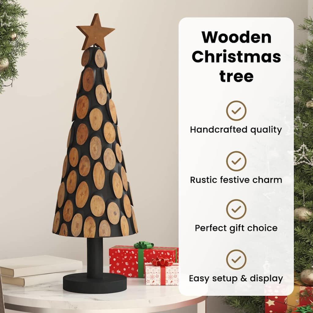 vidaXL Árbol de Navidad con Soporte Marrón 90 cm Madera de Teca Maciza