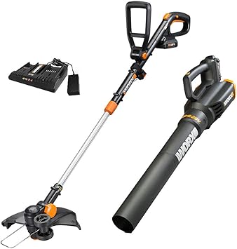 Worx WG930.2 20V PowerShare, Cordless String Trimmer \u0026 Turbine Blower Combo Kit
