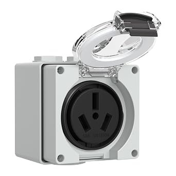 50Amp Power Outlet Box,125/250Volt NEMA 10-50R Receptacle Outdoor dustproof and Weatherproof for Electric Vehicles, RV,No Grounding,etc.ETL Listed.