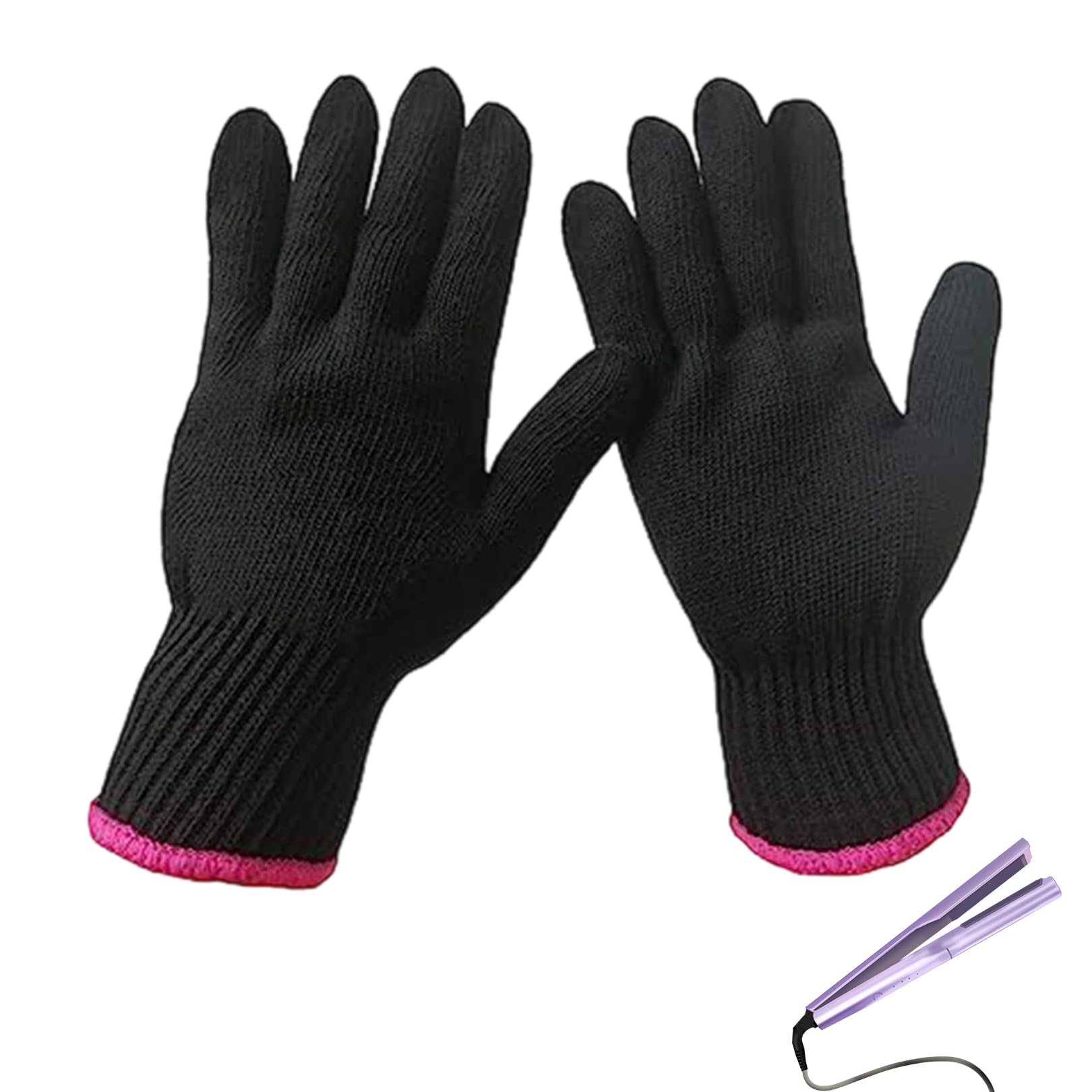 Hitzebeständige Handschuhe,2 Stk Hitzeschutz Handschuh Lockenstab,Hitzehandschuh,Hitze Handschuhe Friseur,Hitzeschutzhandschuhe für Lockenstab und Glätteisen,Haarstyling Black Gloves Styling-werkzeuge Kosmetik