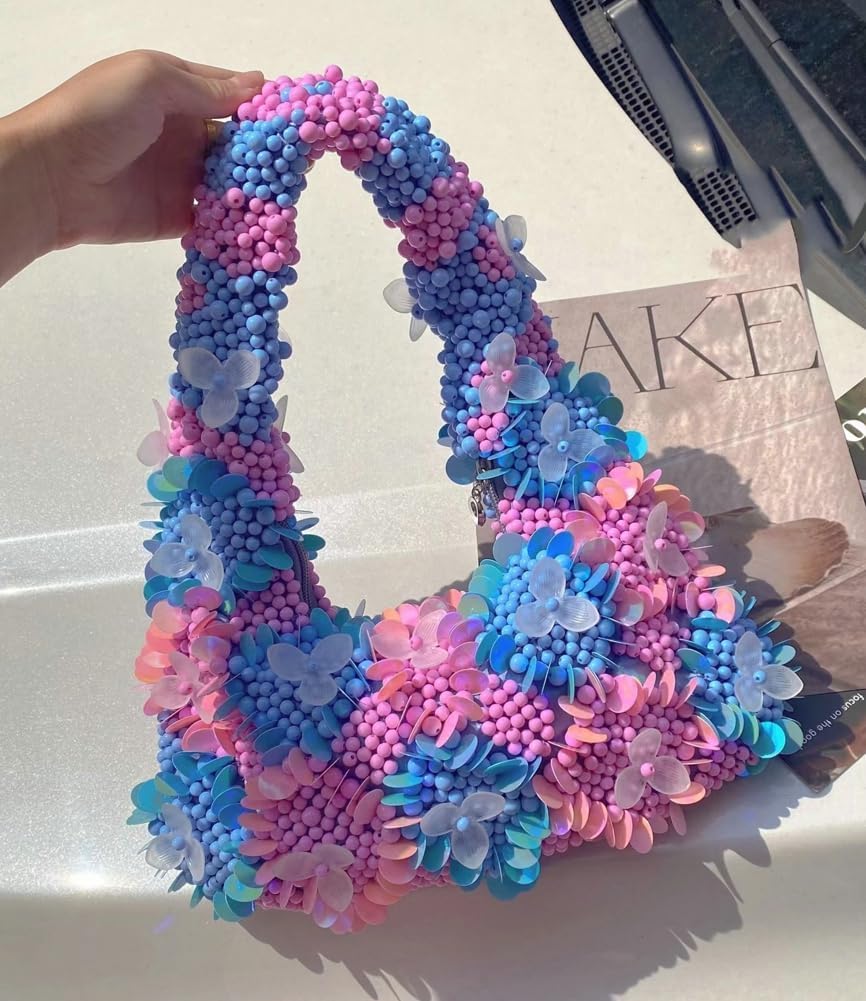 Trendy Pearl Shoulder Purse for Women Small Y2k Tote Bags for Party Rhinestone-Encrusted Designer Handbags - Image 3